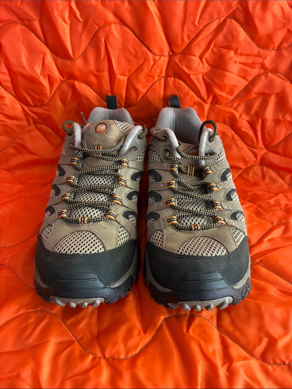 Merrell Gray and Black Hiking Shoes with Orange Accents